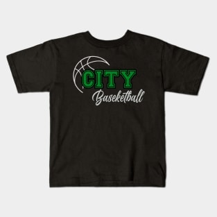 Classic Name City Vintage Styles Green Basketball Kids T-Shirt
